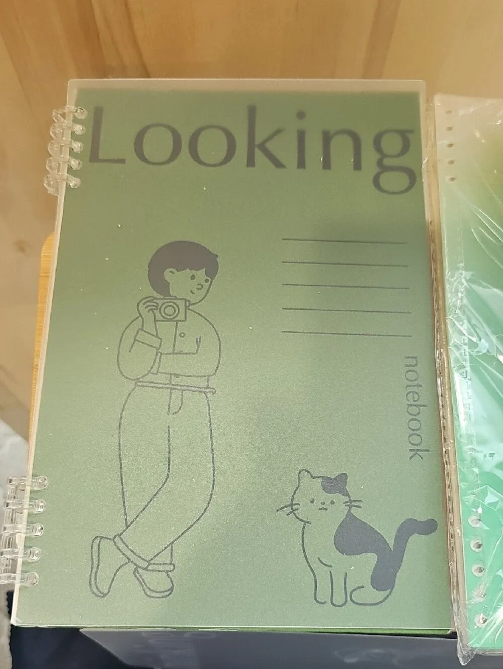 Thinking Notebook with Cat Illustration - Blue